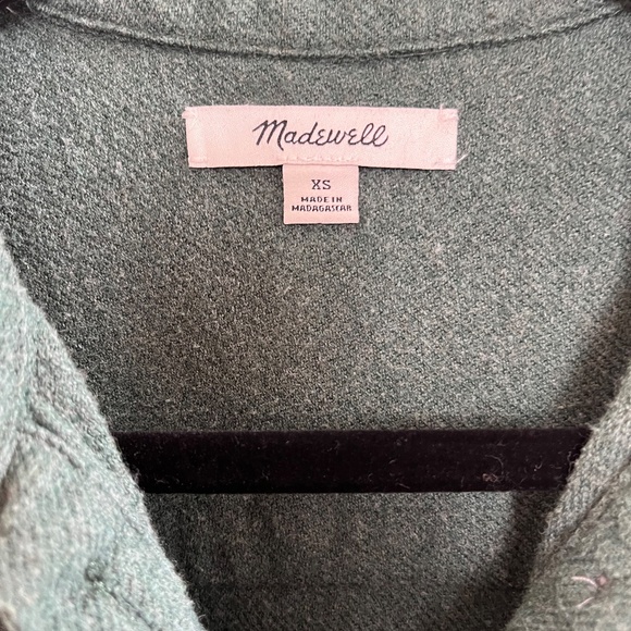 Madewell Sunday Button Down Flannel Shirt Green With Pockets - Picture 5 of 7